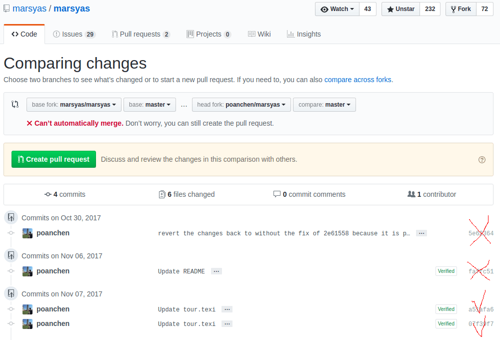 How to create a GitHub pull request with a specific commits?